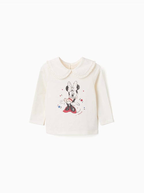 T-shirt en coton à manches longues avec imprimé minnie - Kiabi