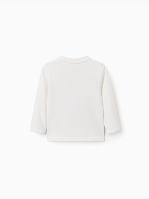 T-shirt en coton à manches longues avec imprimé ours - Kiabi