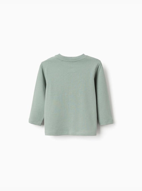 T-shirt en coton à manches longues avec imprimé ours - Kiabi