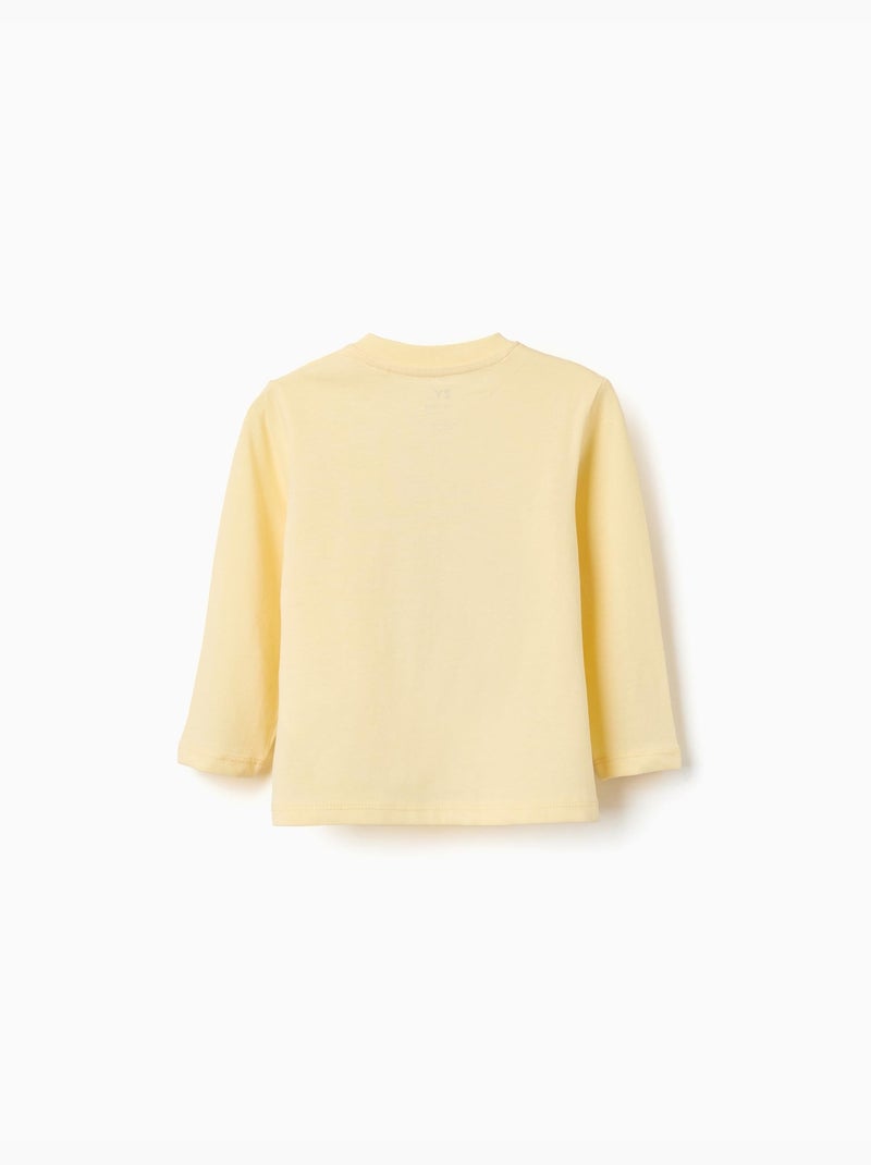 T-shirt en coton à manches longues avec imprimé perroquet Jaune - Kiabi