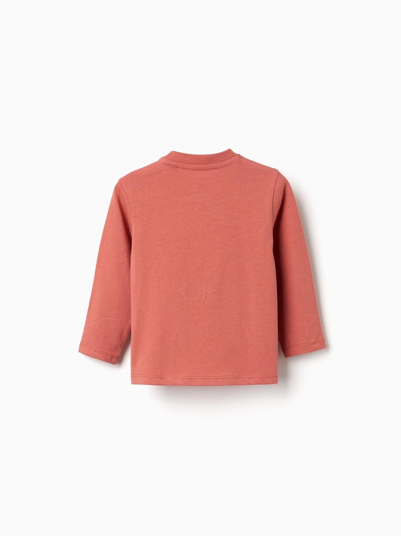 T-shirt en coton à manches longues avec imprimé Puzzle Marron - Kiabi