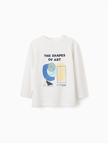 T-shirt en coton à manches longues avec imprimé Shapes
