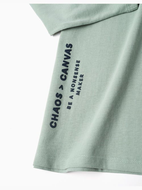 T-shirt en coton à manches longues avec imprimé Shapes - Kiabi