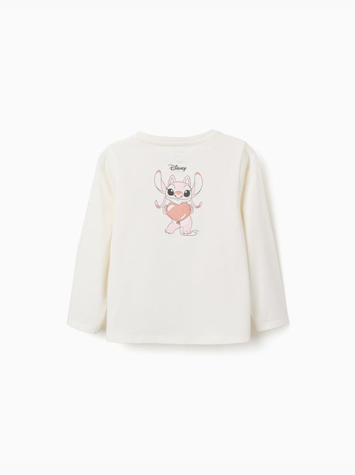 T-shirt en coton à manches longues avec imprimé stitch is cute - Kiabi