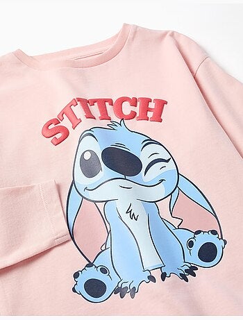 T-shirt en coton à manches longues avec imprimé stitch