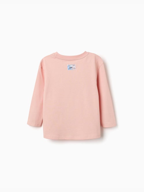 T-shirt en coton à manches longues avec imprimé stitch vibes - Kiabi