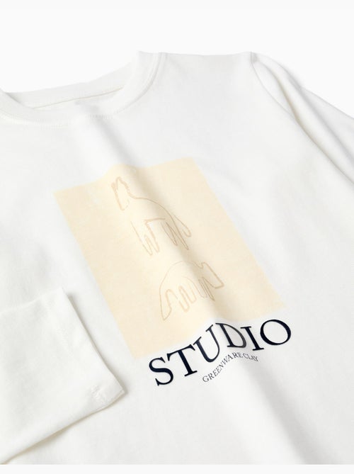 T-shirt en coton à manches longues avec imprimé studio - Kiabi T-shirt en coton à manches longues avec imprimé studio - Kiabi