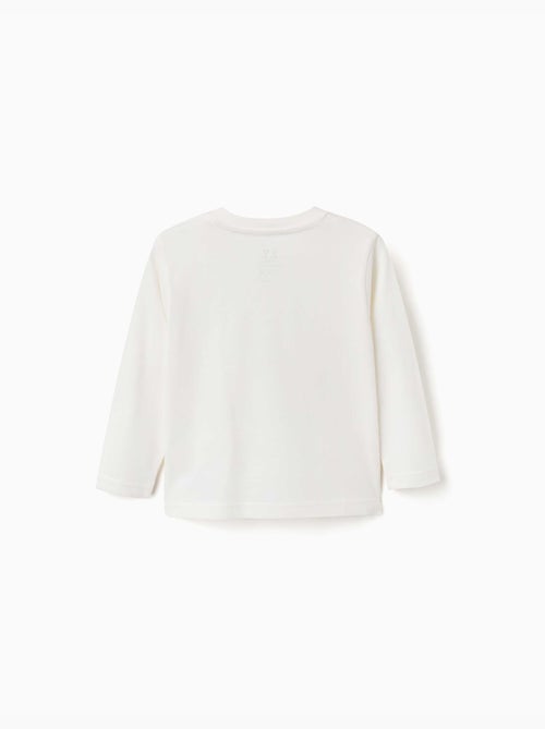 T-shirt en coton à manches longues avec imprimé ZY en relief - Kiabi