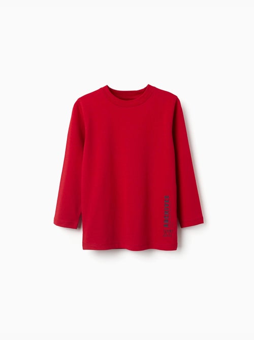 T-shirt en coton à manches longues avec imprimé ZY - Kiabi