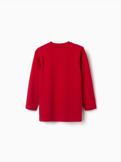 T-shirt en coton à manches longues avec imprimé ZY - Kiabi