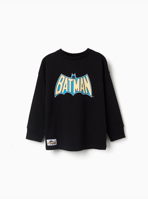 T-shirt en coton à manches longues avec imprimés batman - Kiabi