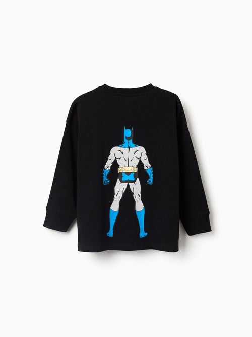T-shirt en coton à manches longues avec imprimés batman - Kiabi