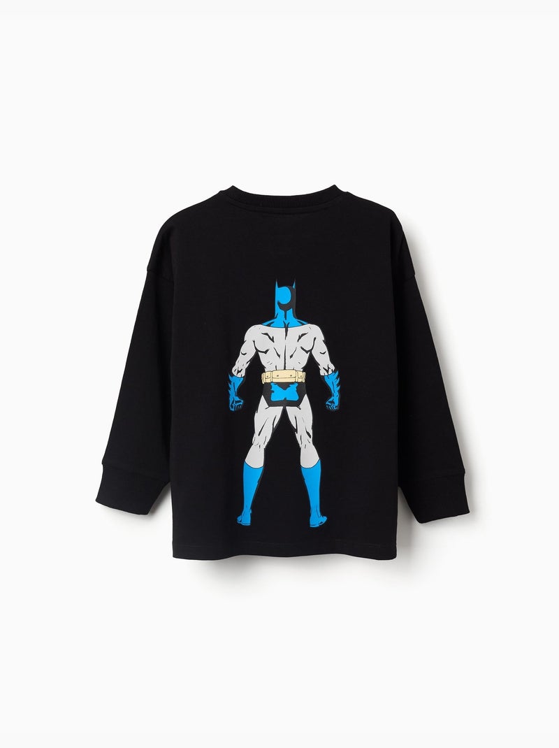 T-shirt en coton à manches longues avec imprimés batman Noir Noir - Kiabi