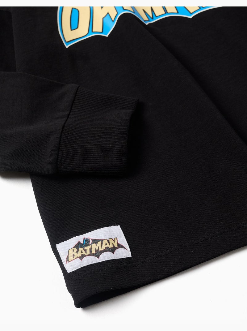 T-shirt en coton à manches longues avec imprimés batman Noir Noir - Kiabi