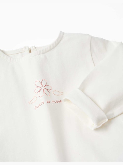T-shirt en coton à manches longues avec ourlet volanté - Kiabi