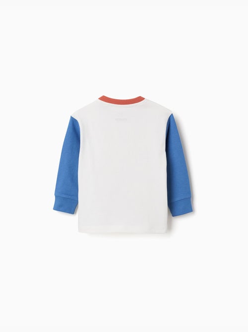 T-shirt en coton à manches longues avec poche - Kiabi