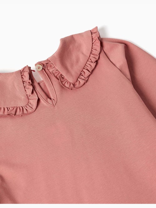 T-shirt en coton à manches longues avec volants - Kiabi