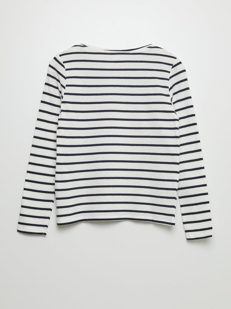 T-shirt en coton à manches longues BLEU - Kiabi