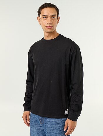 T-shirt en coton à manches longues et col rond
