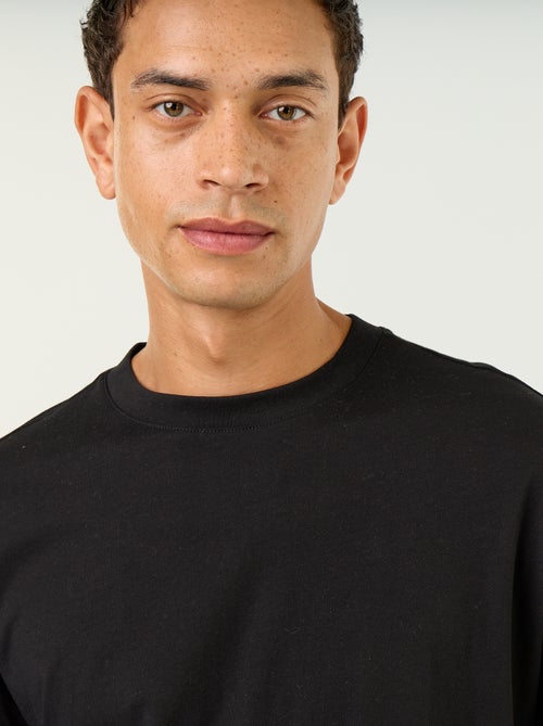 T-shirt en coton à manches longues et col rond - Kiabi