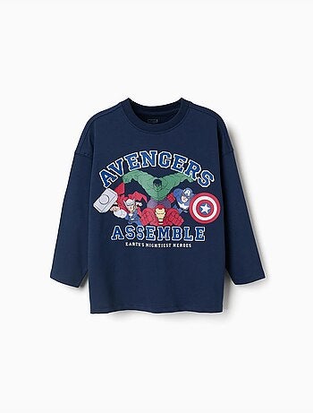 T-shirt en coton à manches longues et imprimé Avengers