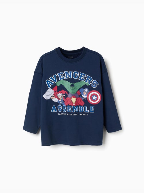 T-shirt en coton à manches longues et imprimé Avengers - Kiabi