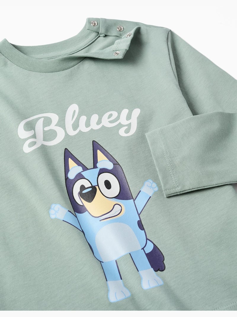 T-shirt en coton à manches longues et imprimé Bluey Vert - Kiabi
