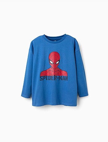 T-shirt en coton à manches longues et imprimé Spider-Man