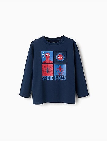 T-shirt en coton à manches longues et imprimé Spider-Man