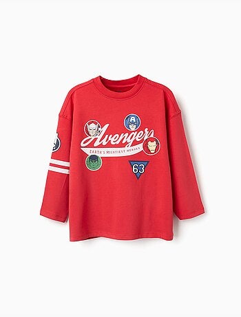 T-shirt en coton à manches longues et imprimés Avengers