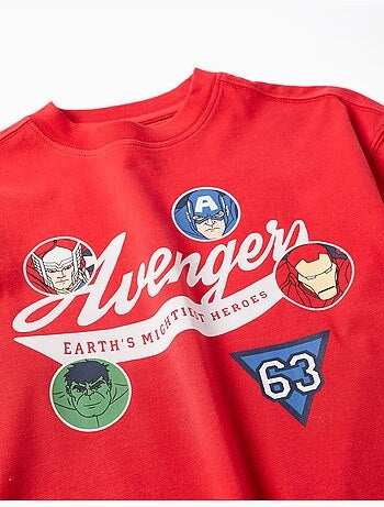 T-shirt en coton à manches longues et imprimés Avengers