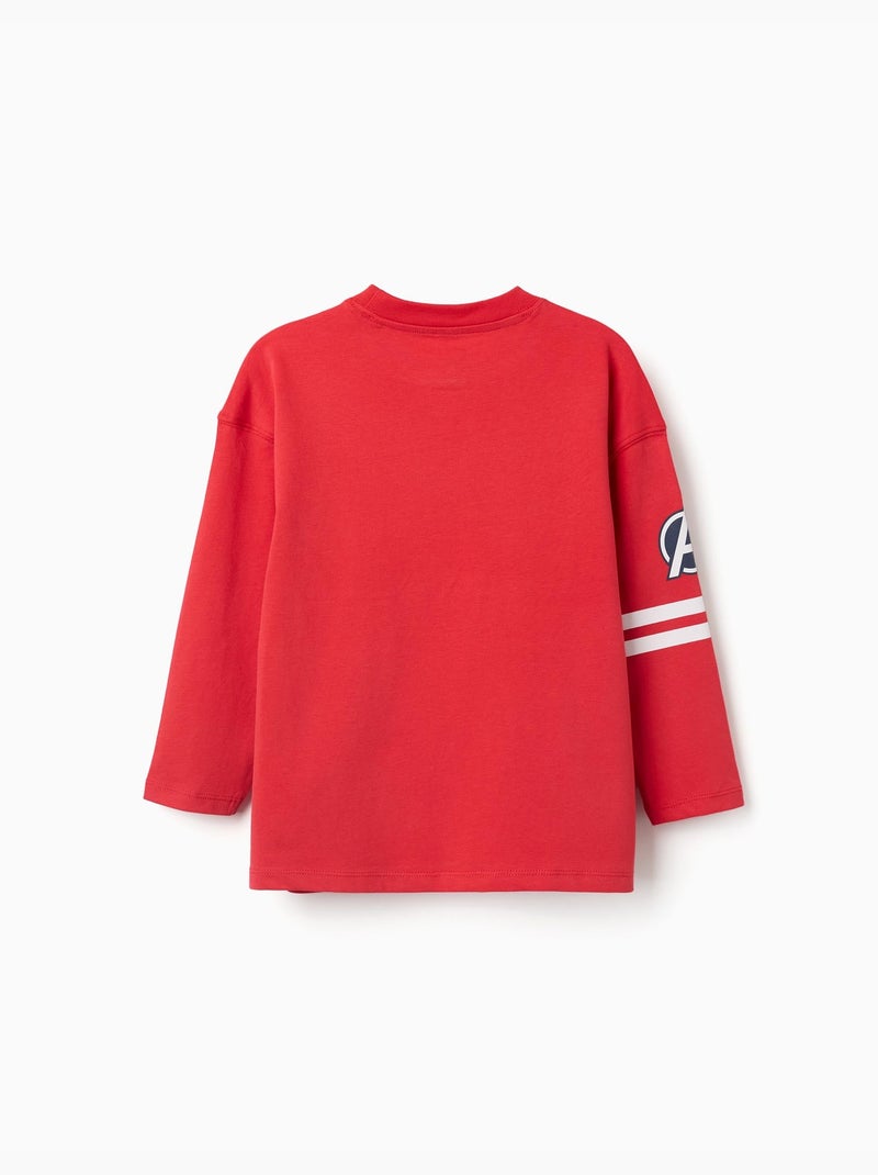 T-shirt en coton à manches longues et imprimés Avengers Rouge - Kiabi