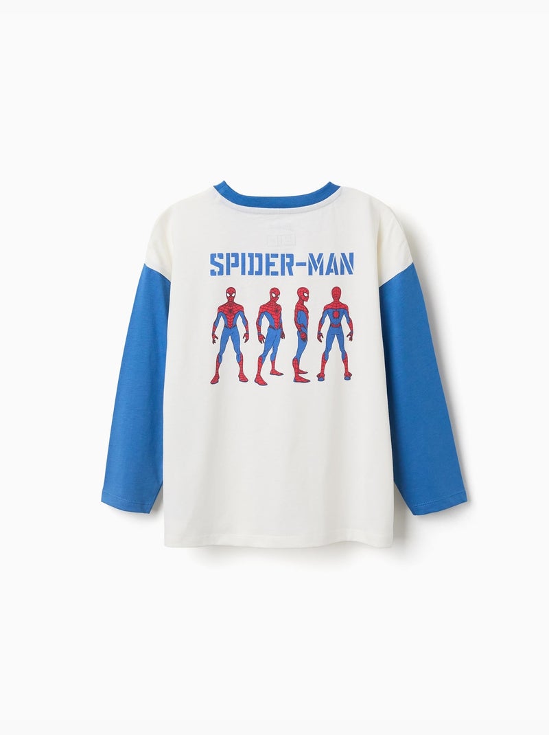 T-shirt en coton à manches longues et imprimés Spider-Man Blanc - Kiabi