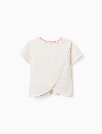 T-shirt en coton avec col brodé
