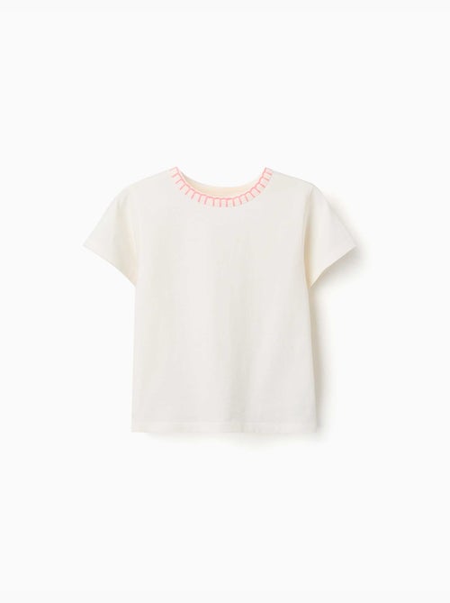 T-shirt en coton avec col brodé - Kiabi T-shirt en coton avec col brodé - Kiabi