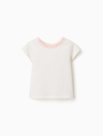 T-shirt en coton avec col brodé