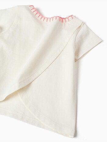 T-shirt en coton avec col brodé