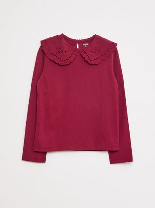 T-shirt en coton avec col brodé