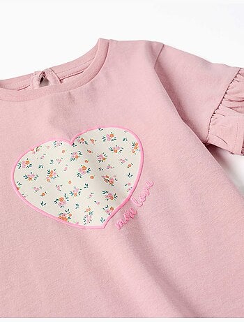 T-shirt en coton avec imprimé cœur floral