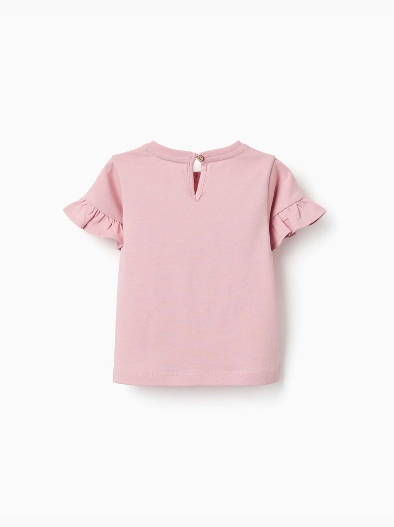 T-shirt en coton avec imprimé cœur floral Rose clair - Kiabi