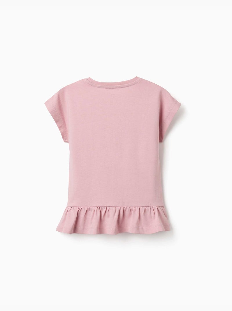 T-shirt en coton avec imprimé cœur floral Rose clair - Kiabi