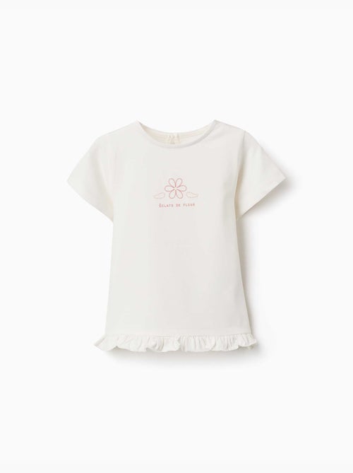 T-shirt en coton avec imprimé et ourlet à volants - Kiabi T-shirt en coton avec imprimé et ourlet à volants - Kiabi