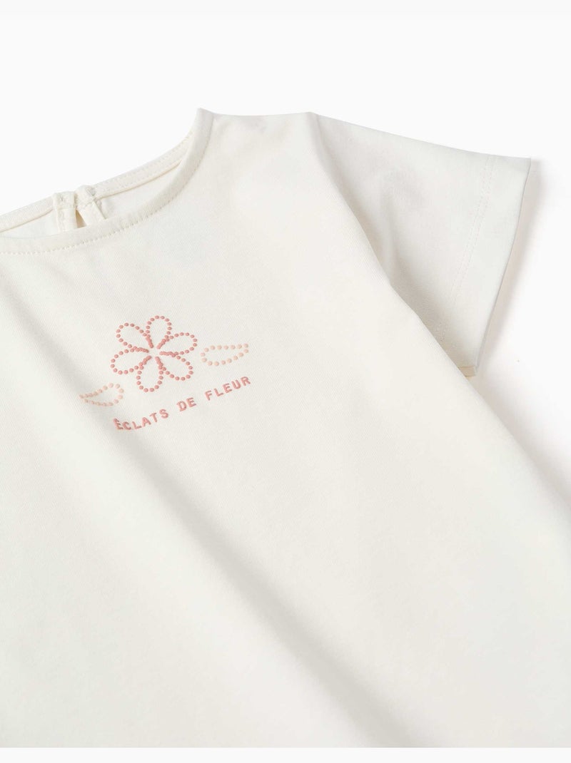 T-shirt en coton avec imprimé et ourlet à volants Blanc - Kiabi