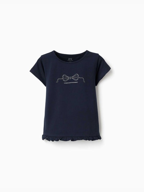 T-shirt en coton avec imprimé et ourlet à volants - Kiabi T-shirt en coton avec imprimé et ourlet à volants - Kiabi