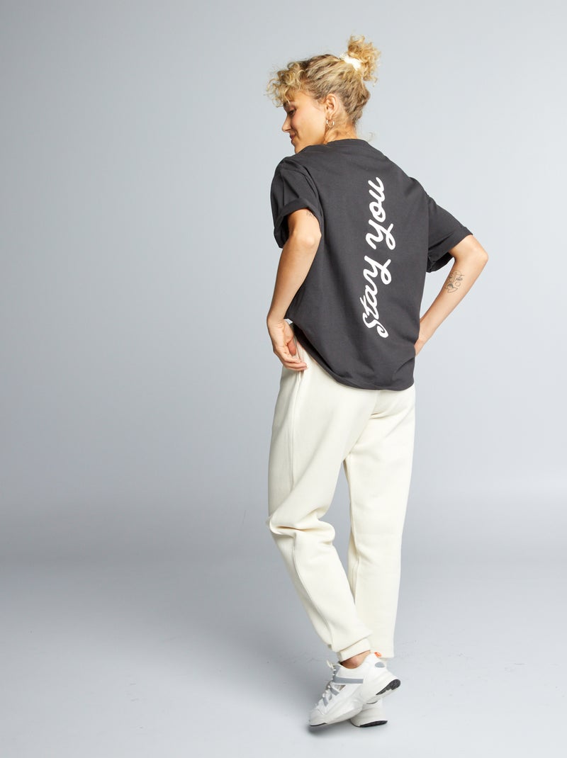 T-shirt en coton avec imprimé Gris anthracite - Kiabi