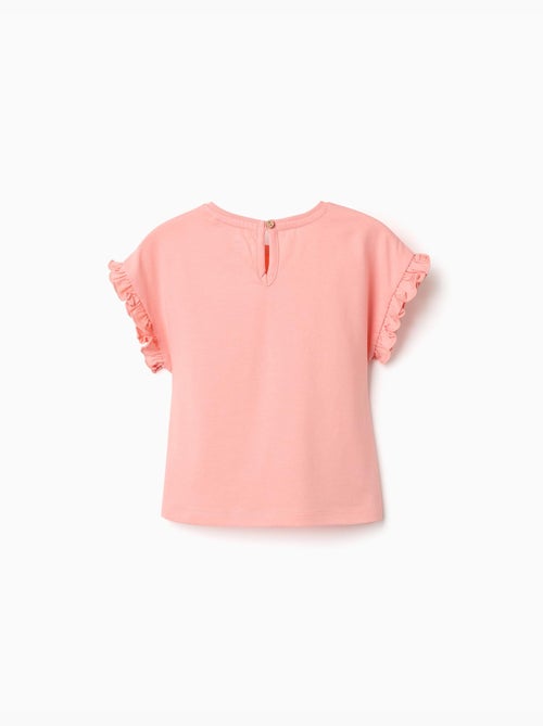 T-shirt en coton avec imprimé Minnie et volants - Kiabi