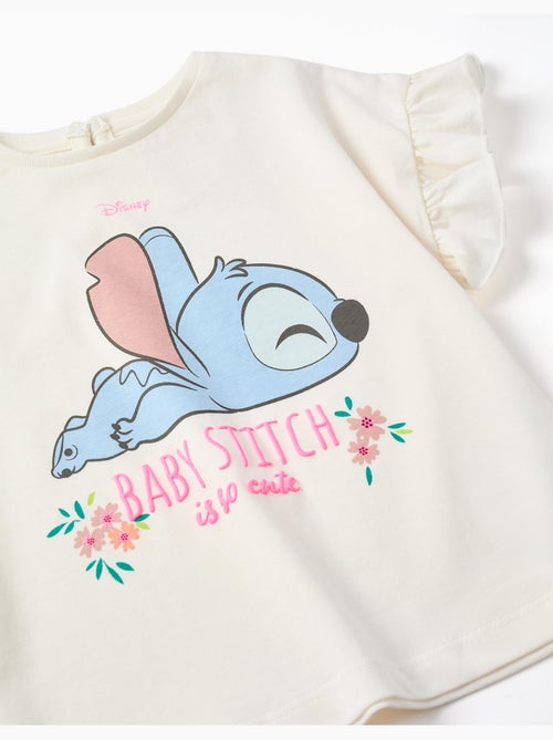 T-shirt en coton avec imprimé Stitch et volants - Kiabi
