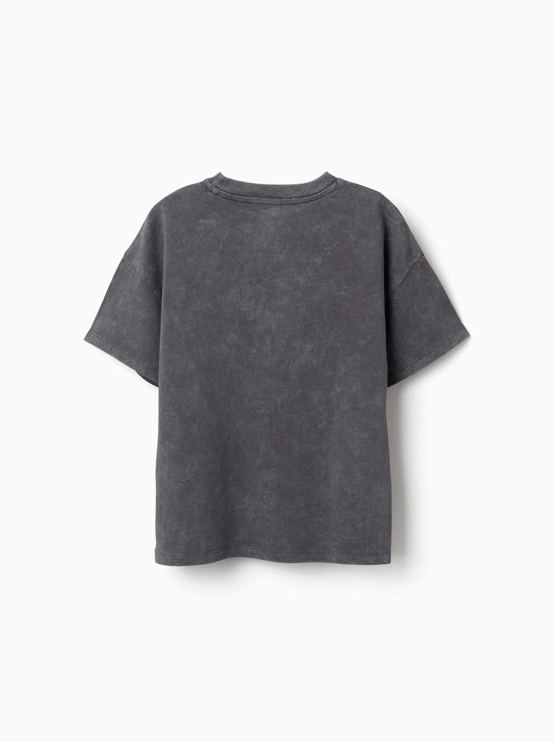 T-shirt en coton avec imprimé Stitch Gris foncé - Kiabi