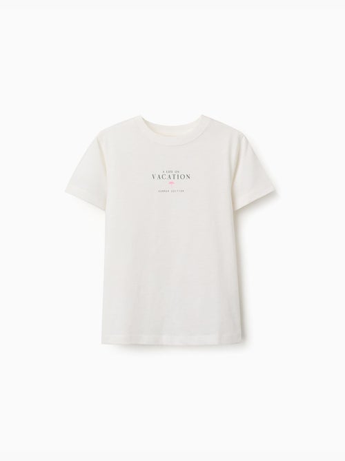 T-shirt en coton avec imprimé Vacation - Kiabi