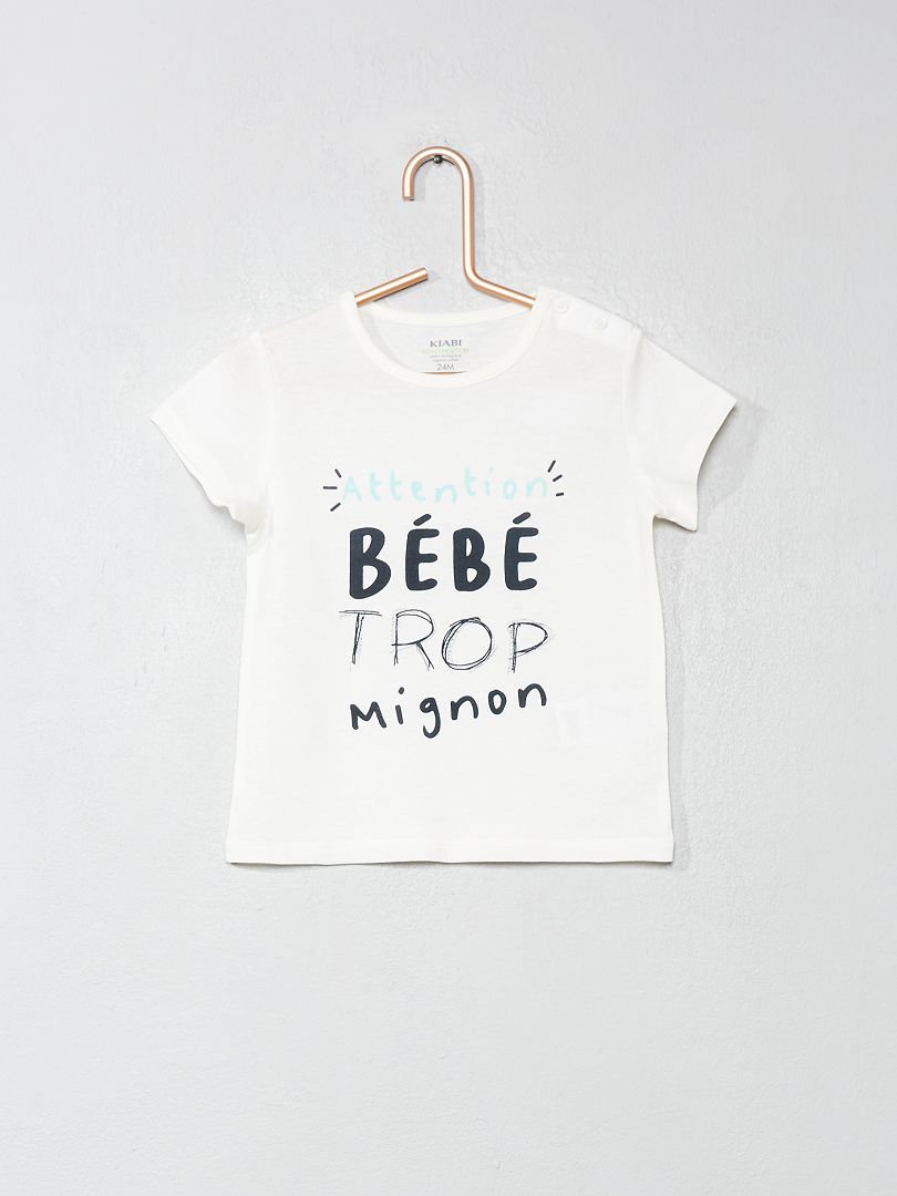 T-shirt en coton bio écru/bébé - Kiabi